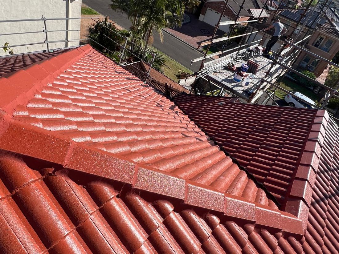 Completed red tile roof restoration